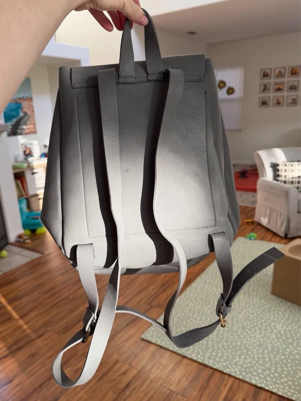Minimalist Gray Women's Faux Leather Backpack
